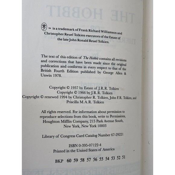 The Hobbit Or There and Back Again by J. R. R. Tolkien 51st Impression HC - Picture 9 of 12